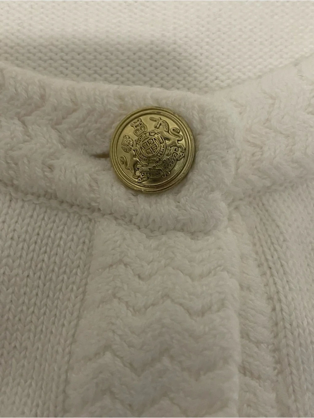 J. Crew White Crewneck Cardigan with Gold Buttons